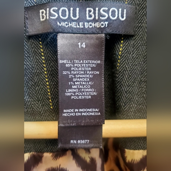 Bisou Bisou Blazer Michele Bohbot SZ 14 Gray/Metallic Strioe Button Lined Jacket - Picture 9 of 9